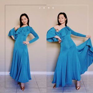 Ballroom dance dress with asymmetrical design